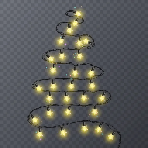 Conjunto de guirnaldas de colores con forma de estrellas. Guirnalda de decoración navideña, ilustración vectorial para su decoración — Vector de stock