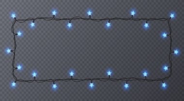 Renkli çelenk yıldız şekli ile. Tatil dekorasyon garland, metin için yer ile vektör çerçeve