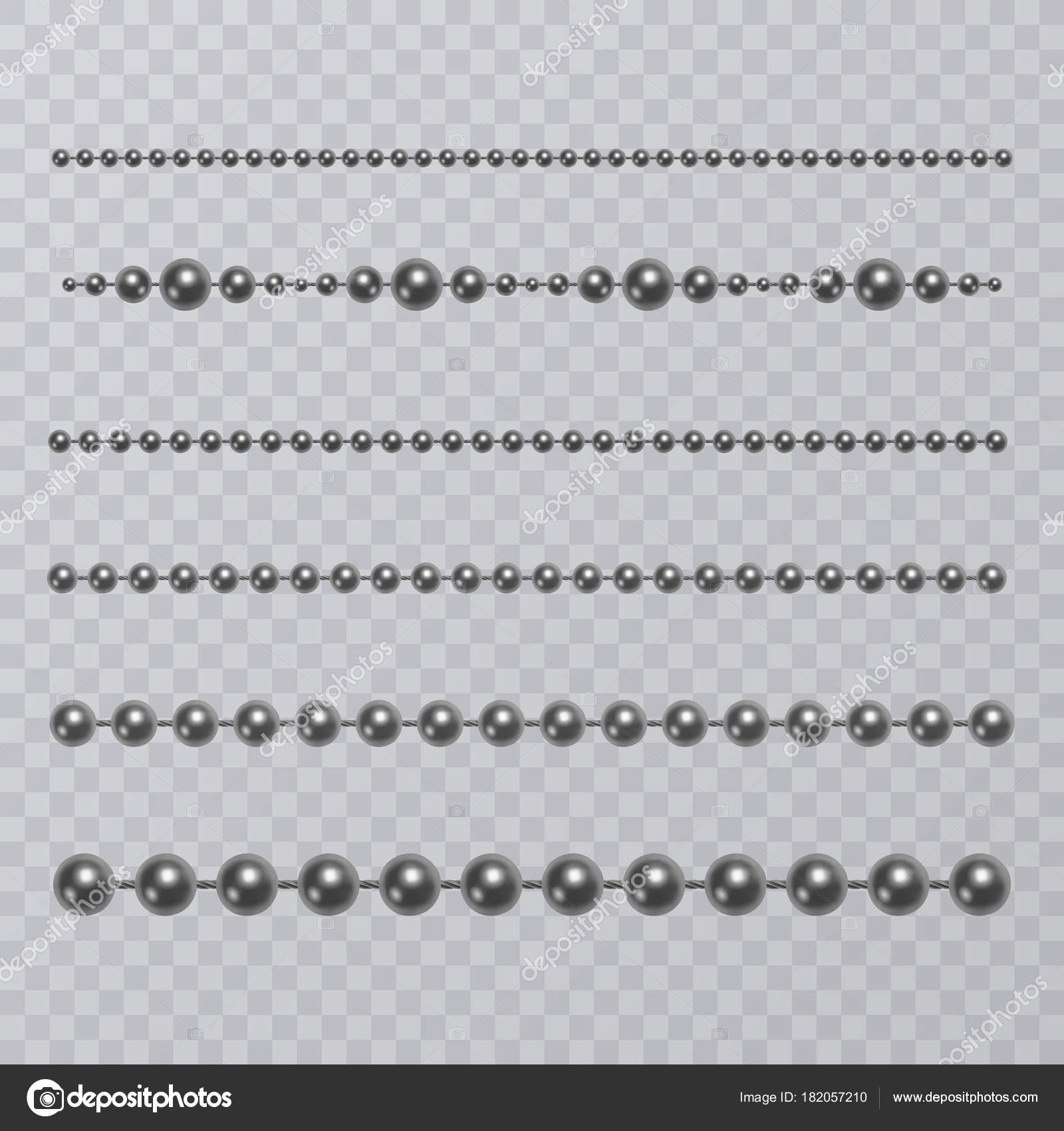 Realistic black pearl on transparent background, black beads, vector