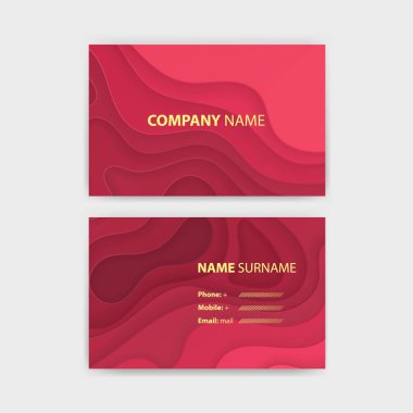 Kartvizit şablonuyla birlikte soyut gerçekçi kağıt kesme tasarım, vektör çizim