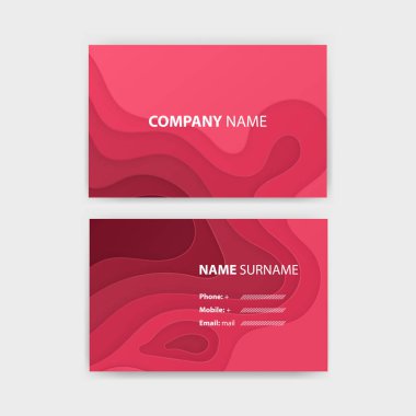 Kartvizit şablonuyla birlikte soyut gerçekçi kağıt kesme tasarım, vektör çizim