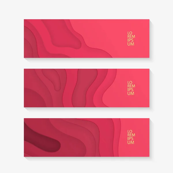 Conjunto de pancartas horizontales, plantilla con colorido diseño de corte de papel. Ilustración vectorial — Vector de stock