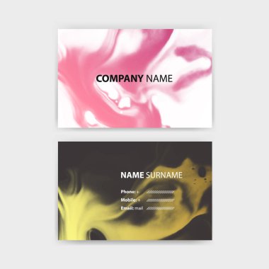 Mürekkep arka plan tasarım, yatay şablon, düzen dikdörtgen boyutu kartvizit şablonu. Vektör çizim