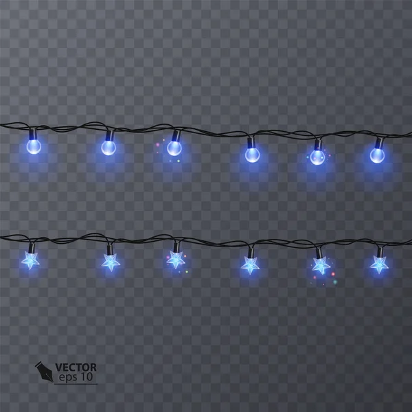 Set di ghirlande colorate con forma di stelle. Decorazione festiva ghirlanda, illustrazione vettoriale per la vostra decorazione — Vettoriale Stock