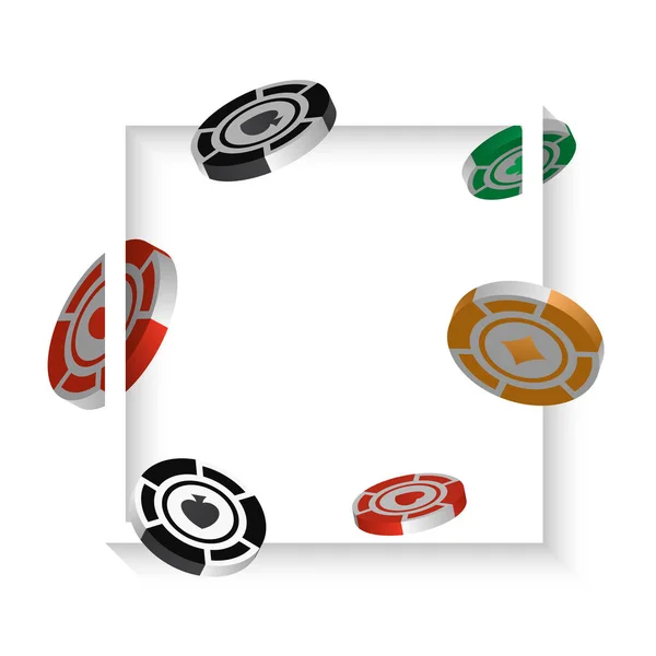 Fichas de casino isoladas em fundo branco, objetos vetoriais isométricos e 3d realistas — Vetor de Stock