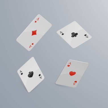 Oyun kartları açık renkli düşüyor. izometrik ve 3d. Vektör çizim.