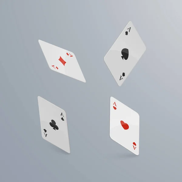 Spielkarten fallen auf hellen Hintergrund. isometrisch und 3D. Vektorillustration. — Stockvektor