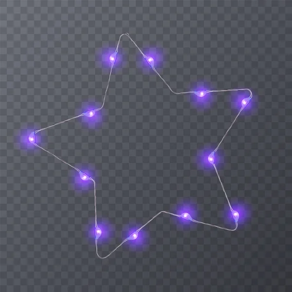 Conjunto de guirlandas coloridas com forma de estrela. Férias decoração guirlanda, ilustração vetorial para sua decoração — Vetor de Stock