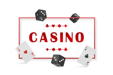 Vektör illüstrasyon ile Chip ve kartlar Poker, casino. Poster çerçeve alanı metni ile