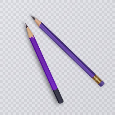 İki bilenmiş gerçekçi kalemler beyaz arka plan üzerinde izole vektör çizim