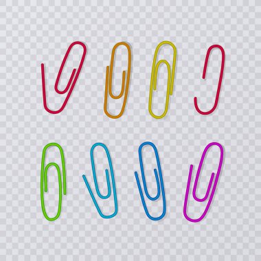 Saydam arka plan üzerinde izole ataç. Vektör çizim. Renkli koleksiyonu kümesi