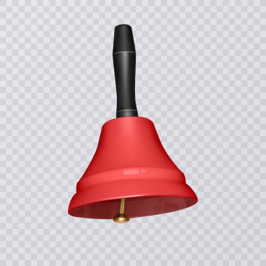 Gerçekçi, okul zili kırmızı renk şeffaf bir arka plan üzerinde