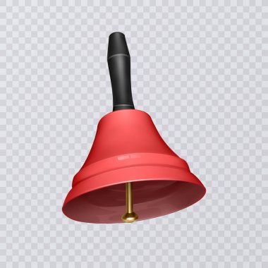 Gerçekçi, okul zili kırmızı renk şeffaf bir arka plan üzerinde