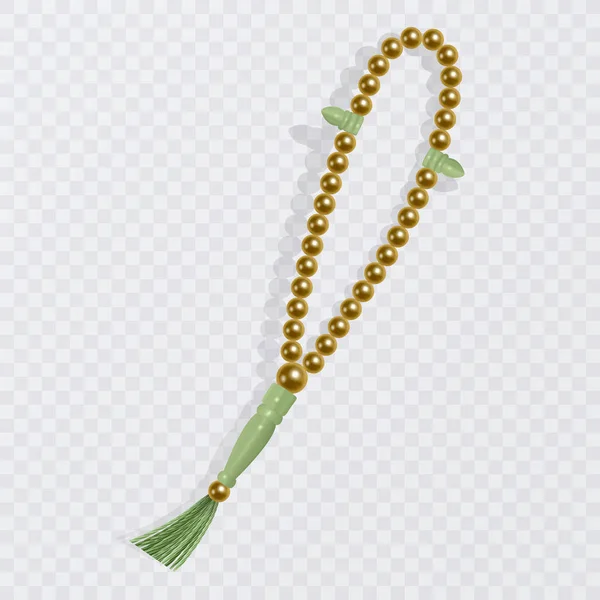 Rosario Isolato su sfondo bianco, rosario islamico vettoriale illustrazione. Perline di preghiera realistiche, elemento di design . — Vettoriale Stock