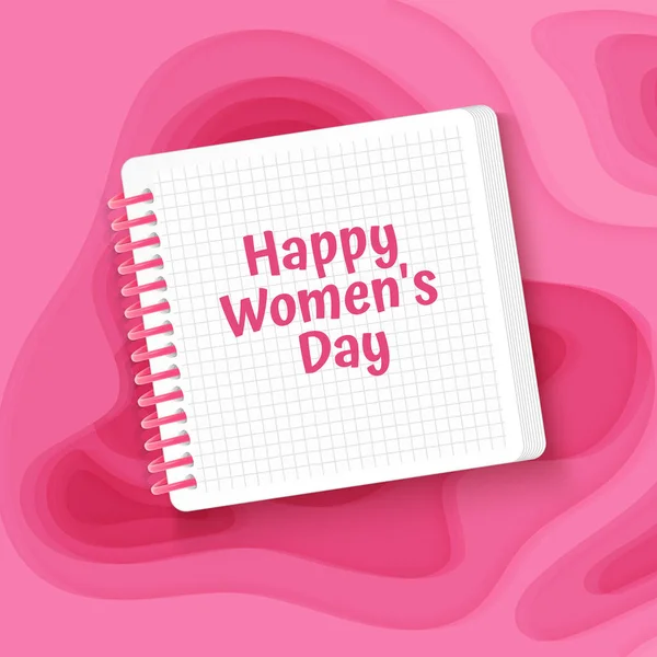 Kartka z pozdrowieniami happy Dzień kobiet z różowym papierem cut stylu tła. Ilustracja wektora — Wektor stockowy