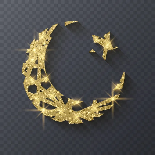 Ramadan kareem gruß hintergrund islamische symbolsichel mit glitzermuster, vektorabbildung auf transparentem hintergrund — Stockvektor
