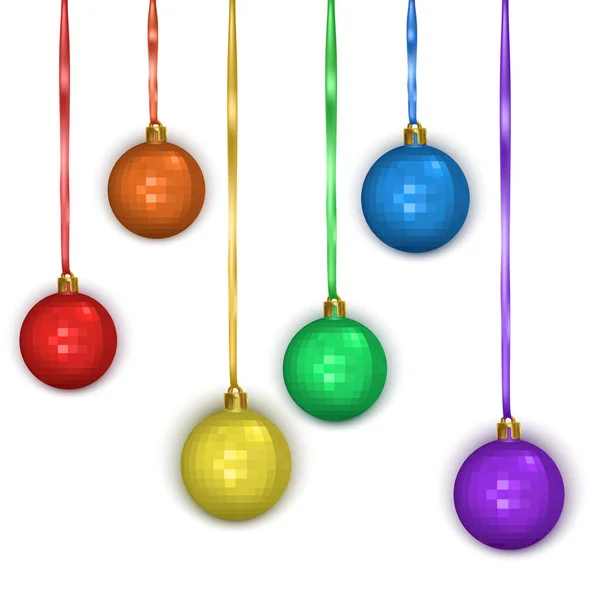 Set of realistic Merry Christmas Balls isolated on white background, Vector EPS 10 format — Stock Vector