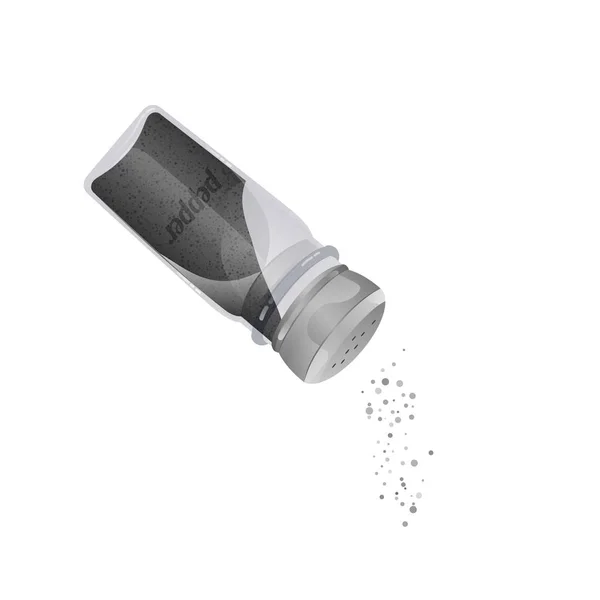 Pepper Shaker on white background, glass shaker in realistic style, food seasoning, vector eps 10 format — Stock Vector