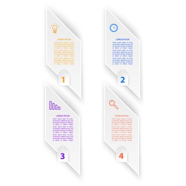 Infographic 3d etiket, şablon tasarımı. İş konsepti, 4 seçenekli Infographic, adım ya da süreç. Düzen süreci için element, Vektör Eps 10 illüstrasyon