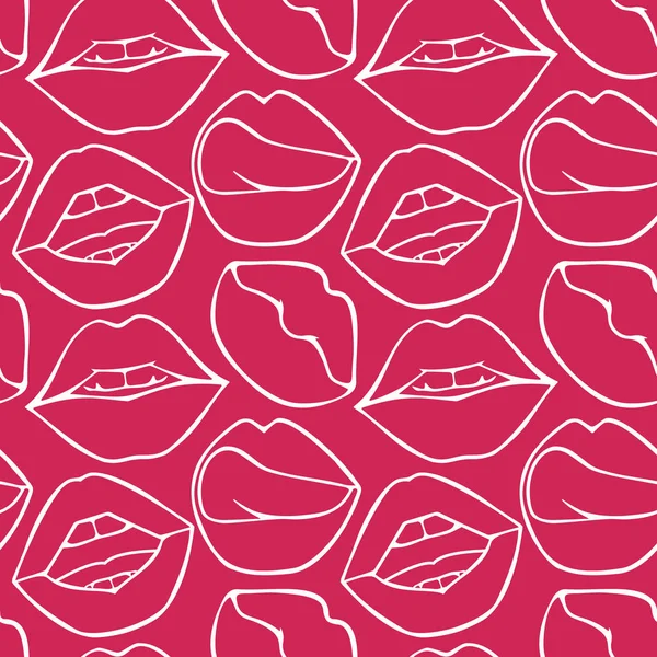 Set van verschillende vrouwelijke lippen naadloze vector patroon. Verschillende sexy lippen vormen. Doodle stijl mode, cosmetologie achtergrond. Abstracte handgetekende artistieke textuur. Vector Epa 10 illustratie — Stockvector
