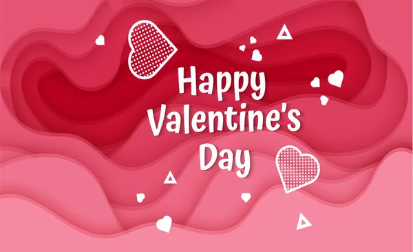 Feliz Dia dos Namorados fundo do cartão com cor rosa profunda projeto de corte de papel, pode por usado como papel de parede, folhetos, convite, cartazes, brochura ou banners ilustração vetorial —  Vetores de Stock