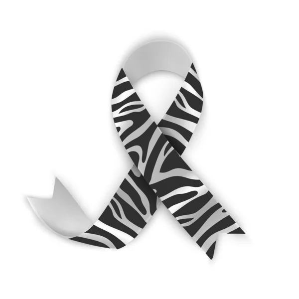 Symbol of Rare Disease Day, Zebra Stripe Color Ribbon Isolated On White Background. Vector Design Template For Poster. — Stock Vector
