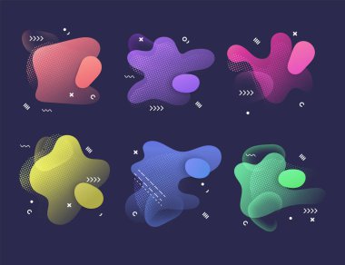 Abstract liquid shape. Fluid design. Isolated gradient waves with geometric lines, abstract, colorful shapes on dark background for your design. Vector eps 10 format