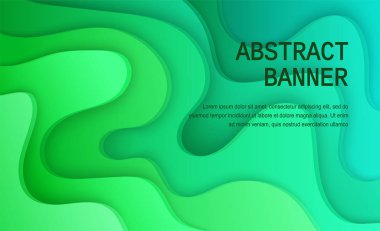 Paper cut background of green color. Abstract soft green paper poster textured with wavy layers. Carving craft. Vector EPS 10 illustration. Cover layout design template