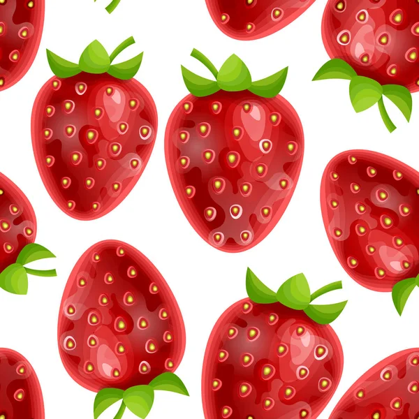 Inconsútil Interminable Fondo Patrón Botánico Decorado Con Fresas Sobre Fondo — Vector de stock