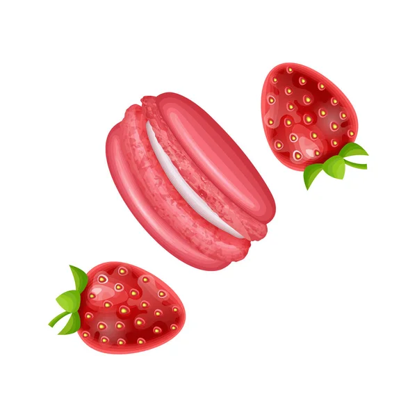 在白色背景上被分离出来的草莓和杏仁 卡通风格的矢量插图 — 图库矢量图片