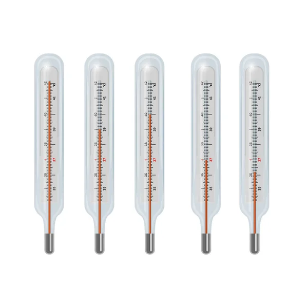 Набор Термометров Векторе Термометр Измерения Температуры Тела Векторной Иллюстрации — стоковый вектор