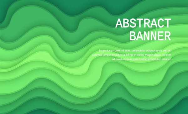 Papiergeschnittener Hintergrund Mit Einem Farbverlauf Von Grün Dunkelgrün Abstraktes Plakat — Stockvektor