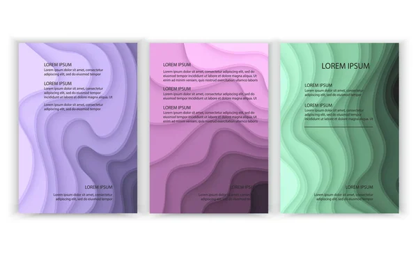 Σύνολο banners a4 format με 3d αφηρημένο φόντο και σχήματα κοπής χαρτιού. Σχεδιασμός διάταξης για επαγγελματικές παρουσιάσεις, φυλλάδια, αφίσες και προσκλήσεις. Διάνυσμα eps 10 εικονογράφηση — Διανυσματικό Αρχείο