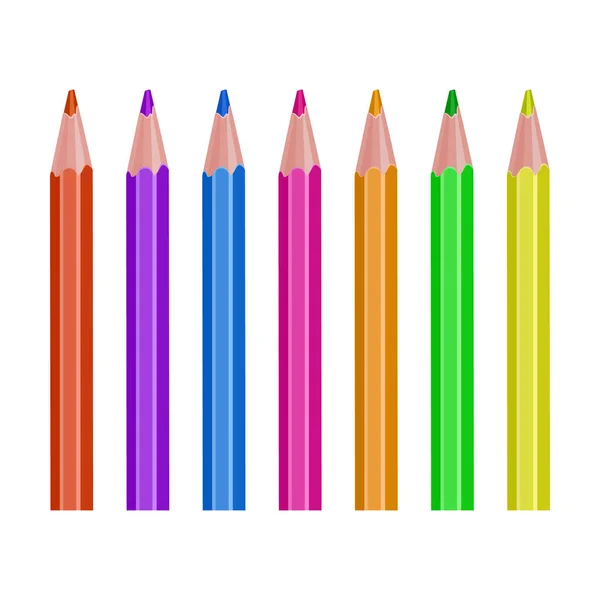 クレヨン-白を基調とした色鉛筆セットをゆるやかに配置し、ベクトルイラスト. — ストックベクタ