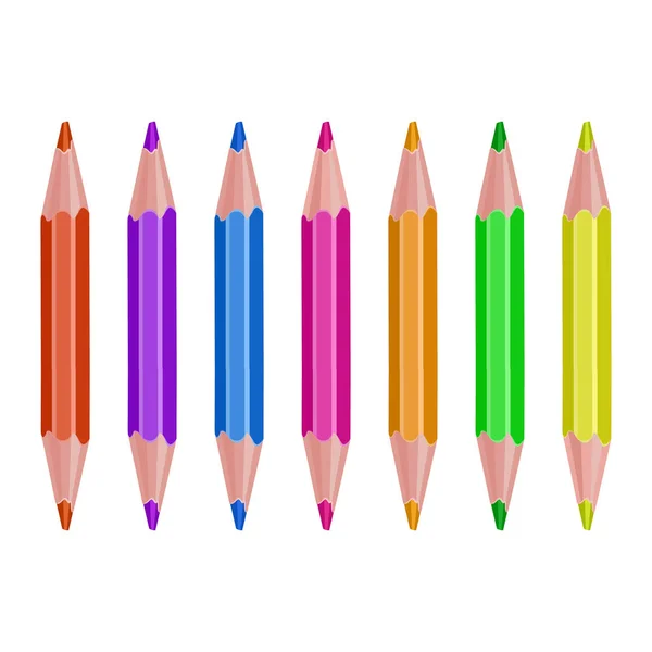 Crayons de couleur jeu de crayons lâchement disposés, illustration vectorielle sur fond blanc . — Image vectorielle