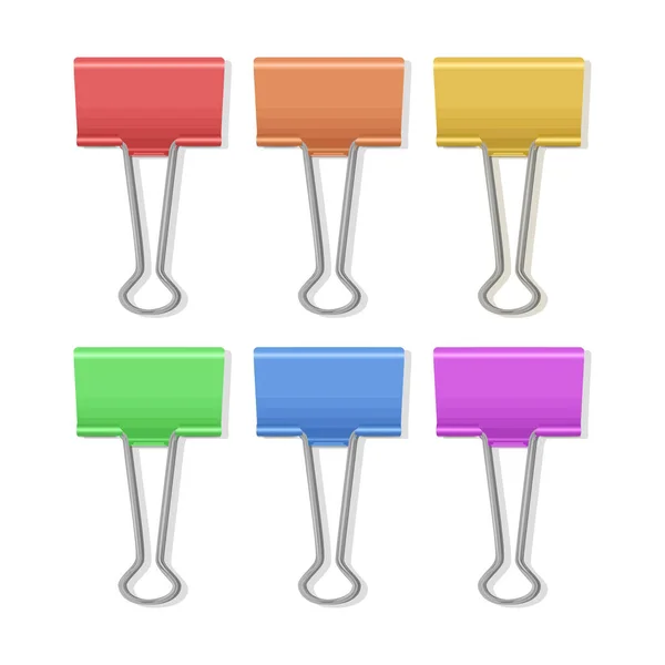 Set Van Veelkleurige Paperclips Witte Achtergrond Kantoorbenodigdheden Vector Eps Formaat — Stockvector