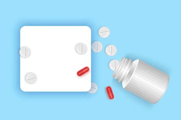 Tableta Varios Medicamentos Cápsula Píldora Marco Con Lugar Para Texto — Vector de stock