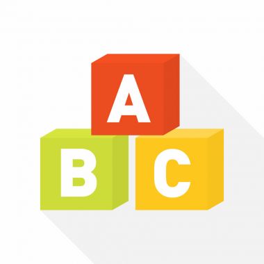 ABC blok eğitim ışık gölge ile düz simgesi. Vektör çizim