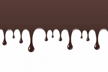 Melted chocolate dripping down. Culinary wallpaper, brochure, coffee, candy shop, restaurant menu, confectionery. Vector illustration for factory clipart
