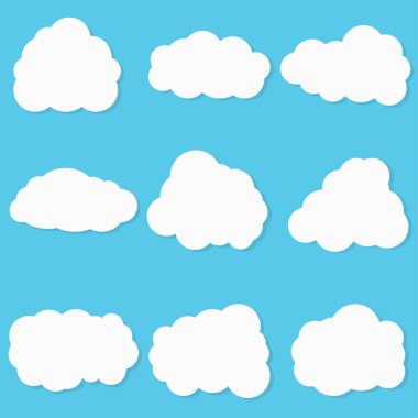 Bulutlar üzerinde mavi arka plan ayarlayın. Vektör çizim