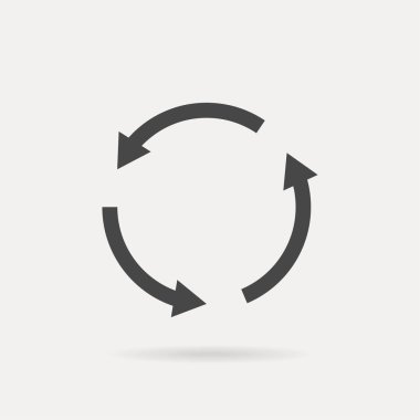 Yenileme simgesi, döngüsel okları, dolambaçlı işaretler. Vektör çizim