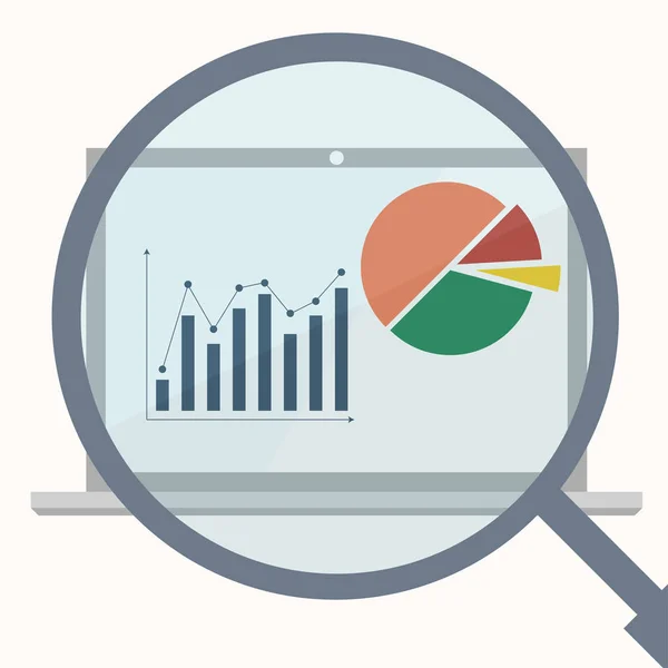 Analytics Display Mit Lupe Business Analytics Marktdaten Vektor — Stockvektor