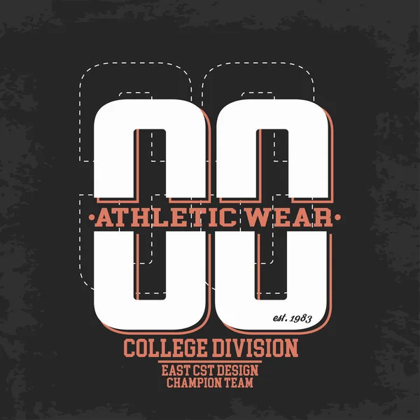 Αθλητική Ένδυση Κολλέγιο Fraphic Shirt Διαίρεση Αποτέλεσμα Του Grunge Εικονογράφηση — Διανυσματικό Αρχείο