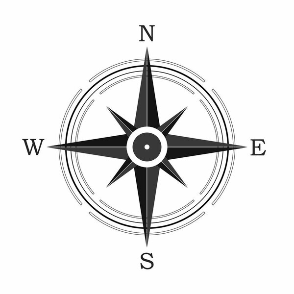 Compass icon on white background. Vector illustration