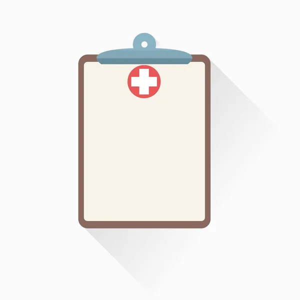 Medical Clipboard Icon Shadow Flat Design Style Vector Illustration — Stock Vector