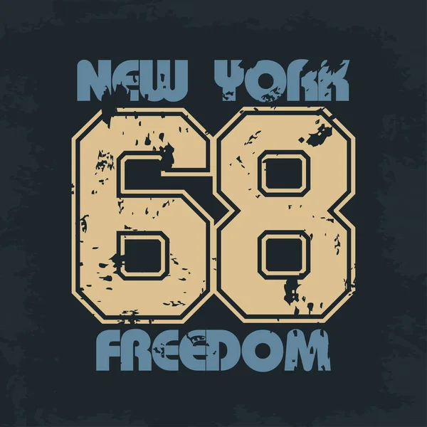 New York Vêtements Sport Avec Lettrage Liberté Shirt Design Timbre — Image vectorielle