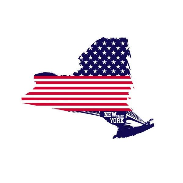 Mapa Estado Nova Iorque Contém Cores Bandeira Dos Eua Ilustração — Vetor de Stock