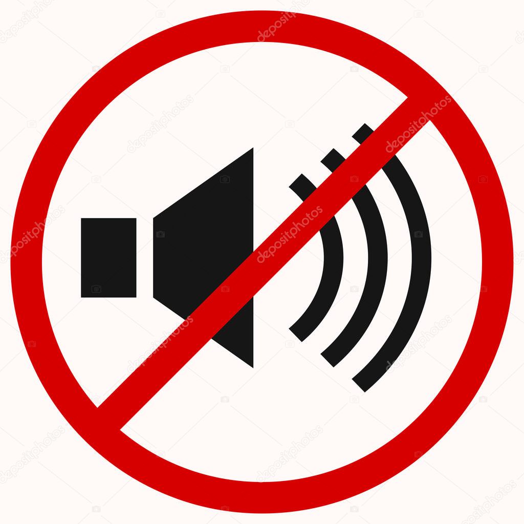 No sound sign. Red prohibition vector symbol. You can simply change color and size