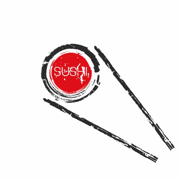 Stäbchen Mit Sushi Rolle Designelement Für Japanisches Restaurant Oder Lieferservice — Stockvektor