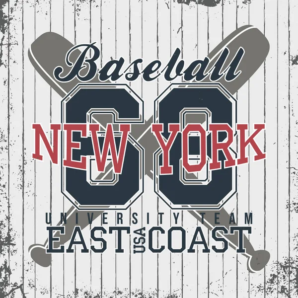 New York Baseball Sportruházat Jelkép Baseball Ruházat Design Betűkkel Póló — Stock Vector
